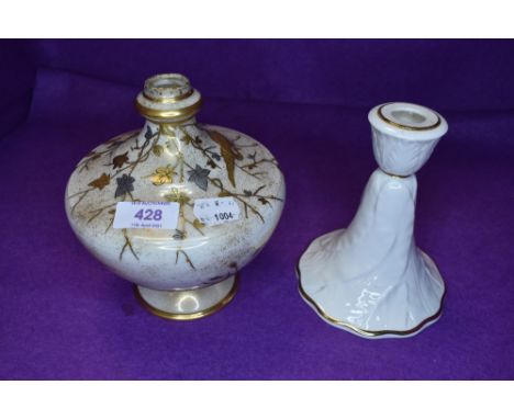 Two pieces of Royal Worcester including vase base with green back stamp and candle stick with black mark