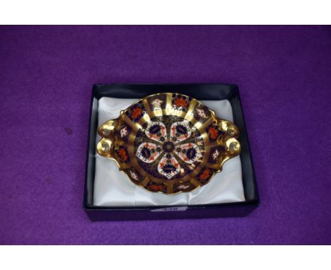 A Royal Crown Derby pin or trinket dish on red back stamp with box