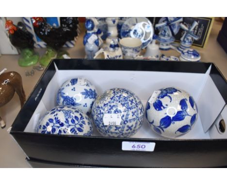 A selection of modern blue and white ceramic carpet bowls