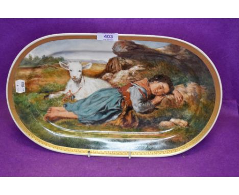A porcelain charger dish by Johann Haviland Baveria 60424 depicting sleeping shepherdess signed R Gilwco
