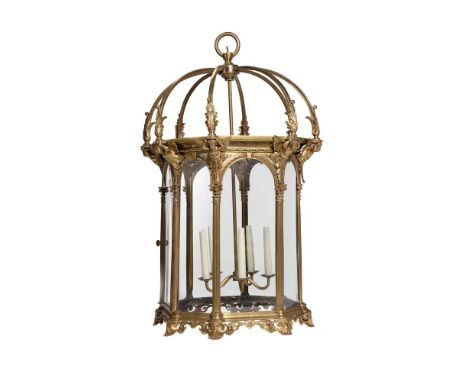 A GILT METAL OCTAGONAL HALL LANTERNIN THE NEOCLASSICAL STYLE, 19TH CENTURY97cm high, 61cm diameterCondition Report: There are