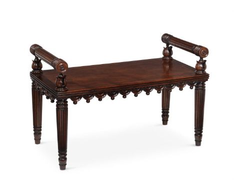 A GEORGE IV MAHOGANY HALL BENCHATTRIBUTED TO GEORGE BULLOCK, CIRCA 182558cm high, 89cm wide, 45cm deepFor an almost identical