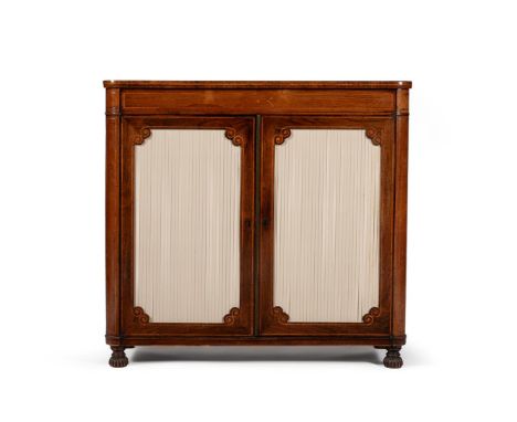 Y A REGENCY ROSEWOOD AND SATINWOOD INLAID SIDE CABINETIN THE MANNER OF GEORGE OAKLEY, CIRCA 181585cm high, 90cm wide, 41cm de