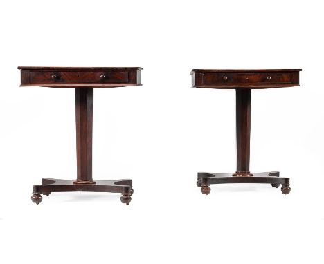 A PAIR OF WILLIAM IV MAHOGANY LAMP TABLESCIRCA 1835each 72.5cm high, 61cm wide, 46cm deepCondition Report: There are some mar
