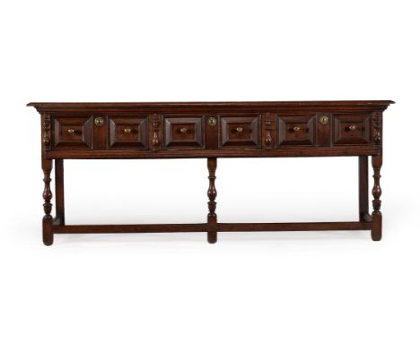 A CHARLES II OAK DRESSER BASECIRCA 168082cm high, 206cm wide, 54.5cm deepCondition Report: Marks, knocks, scratches and abras