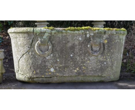 A WEATHERED STONE TROUGH IN THE FORM OF A ROMAN BATH POSSIBLY A 'GRAND TOUR' ACQUISITION In the form of a Roman bath or 'labr