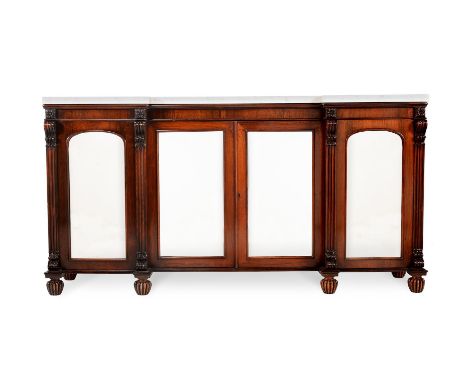 Y A GEORGE IV ROSEWOOD SIDE CABINETATTRIBUTED TO GILLOWS, CIRCA 1825With marble top 96.5cm high, 186cm wide, 39cm deepConditi