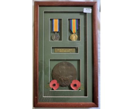 WWI-Framed casualty BWM & Victory medals-to 46378 Rifleman John Patrick Cowee, 1st BN Rifle Brigade, K in A, 9.5.1918 Buried 
