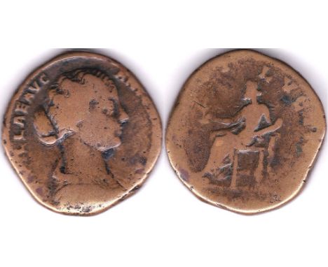 Lucilla brass Sestertius rev: IVNO LVCINRE JUNO enthroned, about fair
