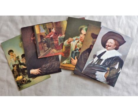 Art Postcards (6) - Checkmate Artist Webb, Printer P.Co, Rembrandt By himself, Printer P.Co, A Laughing Cavalier Printer Hals
