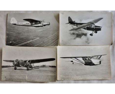 Aviation Real Photo Postcards - 1933 Fokker F.XX "Silver Gull", 1933 Fokker F.XX "Silver Gull" Dutch passenger aircraft in fl