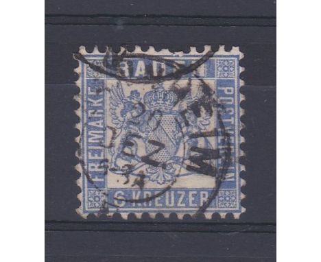 Germany Baden - 1862 6Kr blue, SG 30 fine used