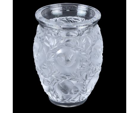 Lalique "Bagatelle" Frosted to Clear Crystal Vase. Signed "Lalique France" to base and has original stick label attached to s