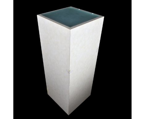 Tall Modern Electrified Display Pedestal with Glass Top. Measures 40-1/4" H, 14-1/4 squared top. Domestic Shipping: Third par