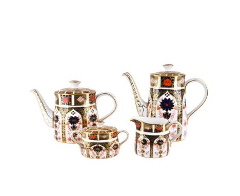 Royal Crown Derby Old Imari 4 Piece Hostess Set. Includes: coffee pot , tea pot, cream pitcher and sugar bowl. All pieces sig