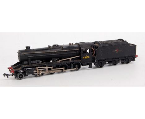 A Hornby Dublo 3-rail class 8F engine and tender No. 48158, a few chips to raised edges (G)