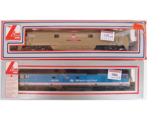 A Lima class 50 diesel locomotive No. 50028 'Tiger' revised NSE livery (G-BG) and a sand coloured 'Western Enterprise' (G-BG)
