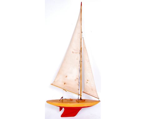 Bowman Models of Dereham, scale model of a racing yacht, fully rigged example with hand operated rudder and weighted keel, hu