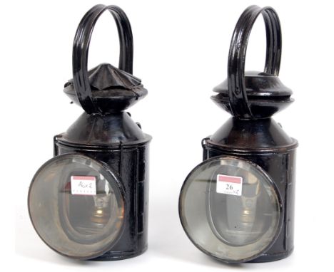 An LNER 3 aspect hand lamp, chip to front glass, BR reservoir, and a similar LNER kerosene with BR(SR) reservoir, lamp case s