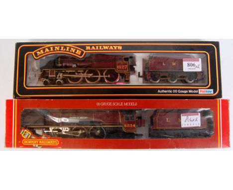 A mainline parallel boiler Scot 'Old Contemptables' and a Hornby 'Duchess of Abercorn' engine and tender, both LMS red (G-BG)