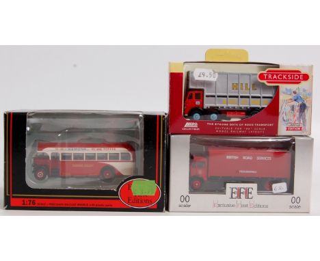 3 1/76 scale diecast vehicles (G-BG) and 10 lengths of Peco Streamline Code 100 universal track (a/f)