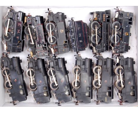 Six Trix Twin Railway post war freelance plastic tank engines (F-G), 4 further freelance metal tank engines and an LMS engine