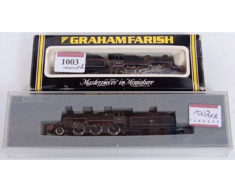 A Graham Farish No. 1855 'Crab' 2-6-0 engine and tender BR lined black No. 42806 (G-BF) and a Farish by Bachmann similar BR b