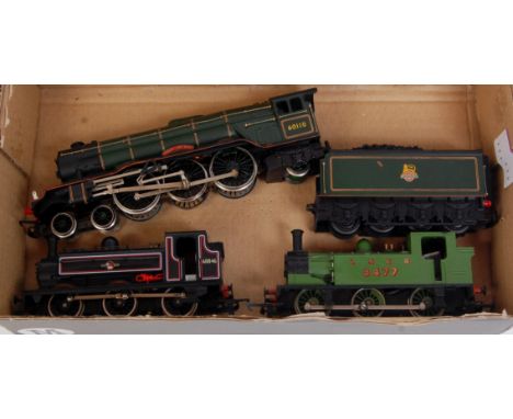 A Hornby class A3 engine and tender BR green 'Robert the Devil' (FG) a J50 saddle tank engine BR lined black (G) and a class 