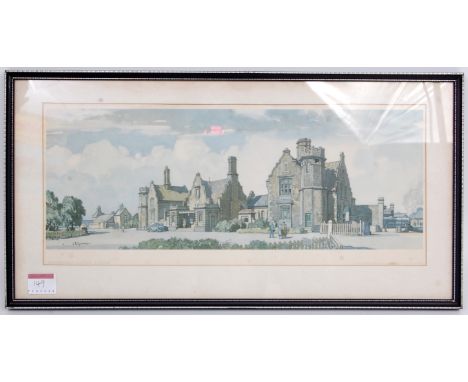 A railway carriage print of Stowmarket Station "Suffolk" by Leonard Squirrell, later framed example (G)