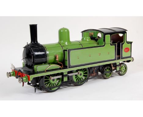 A well engineered scratch built to Don Young Designs and probably from Reeves Casting's, 5 inch gauge LSWR 02 class 4-4-0 Liv