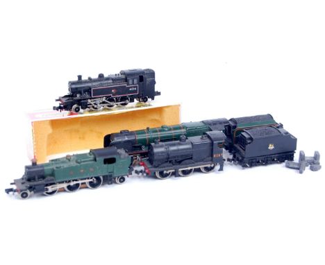 Tray of N gauge locomotives to include Graham Farish Duchess Class, King George V1 (G), GWR prairie tank engine (G), Minitrix