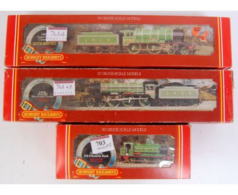 Hornby R053 LNER green 'Manchester United' engine and tender (G-BG), R378 LNER green 'Cheshire' engine and tender (G-BG), and