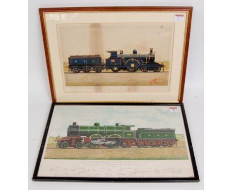 A framed and glazed colour print of GNR locomotive No. 1300 published by the Railway Magazine, together with a similar GER oi