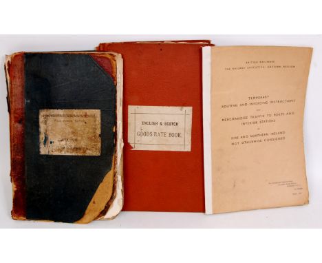 A GER ex Burston station rates and charges books January 1893, English and Scotch goods note book, ex Stomarket early 1900s, 