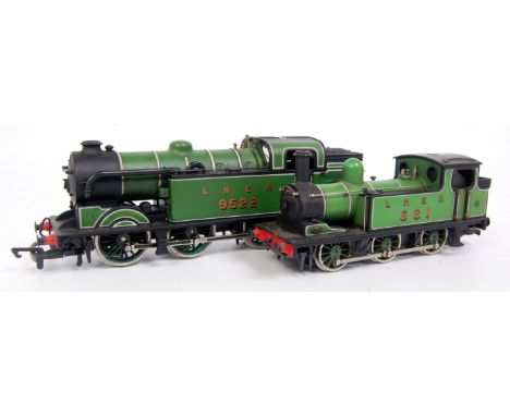An Airfix LNER lined green N2 tank engine (G) and a Mainline LNER green J72 tank engine (G)