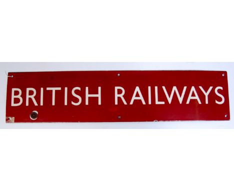 A 'British Railways' Midland Region maroon sign, 25 ins x 6 ins, one chip to surface enamel which would restore, lettering no
