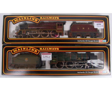 Mainline 37061 LMS crimson Jubilee class engine and tender 'Leander' (M-BNM), and 37093 BR green Scot class 'Prince of Wales 