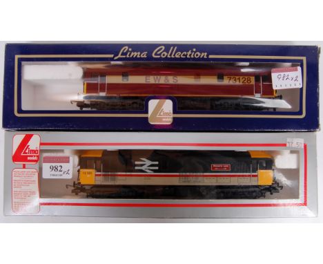 Two Lima class 73 Electro-diesel locomotives No. 73128 EW&S maroon/yellow (NM-BNM) and No. 73125 executive livery 'Stewarts L