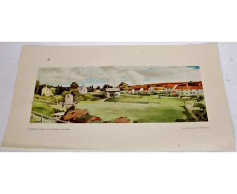 Unframed railway carriage print "Huttton Le Hole" near Pickering, from a watercolour by L J Wood, sold with a Caledonain rail