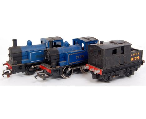 Hornby blue 0-4-0 industrial tank engine No. 7178 (G) a similar No. 7 missing nameplates (G) and a plastic kit built Sentinel