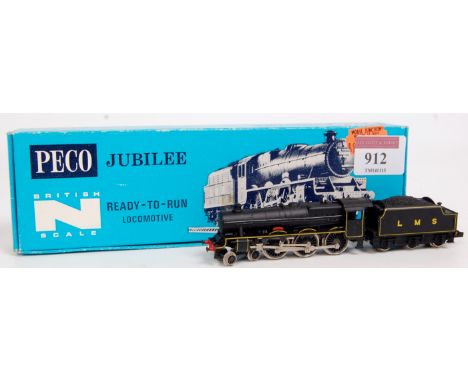 A Graham Farish N gauge LMS black 5 engine and tender (G-BG) together with a LMS black  class 8F engine and tender (G-BG)