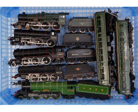 7 plastic bodies engines and tenders and a class 101 DMU, by Hornby and Bachmann, all converted for 3-rail operation (G)