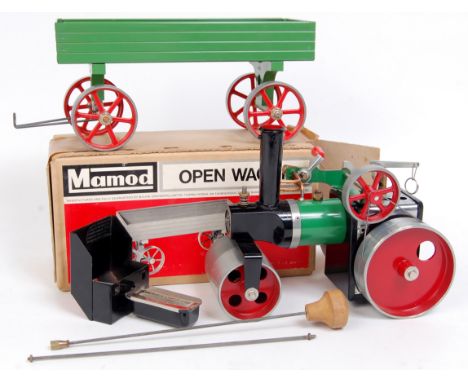 Mamod Live Steam Group, to include a Loose Mamod SR1 Steam Roller, with burner, scuttle and steering rod, appears un-fired (V