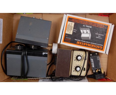 A Gaugemaster model D controller (G-BG), an H&M Executive and Commander controllers and a Releo (G) quantity of SMP Scaleway 