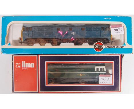 A Lima BR green class 33 diesel (G-BG) and an Airfix BR blue class 31 diesel locomotive (G-BG)