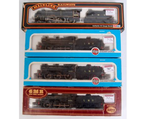 A Mainline 37-056 LMS lined black rebuilt Scot class engine and tender NO. 6115 'Scots Guardsman' (G-BG) together with 3 LMS 