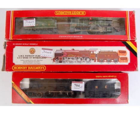 Hornby R123 LNER green 'The Berkeley' engine and tender G-BG), R150 class B12/3 engine and tender, NE wartime black (G-BF) an