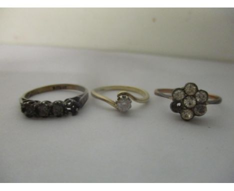 Three rings to include two 9ct gold paste set rings and a 9ct and silver ring, 1.7gLocation: 