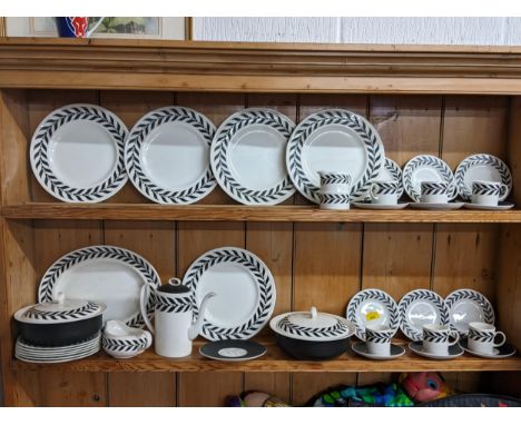 A Wedgwood Susie Cooper Design dinner and coffee set decorated in black and white together with an early 20th century British