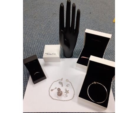 Thomas Sabo-A quantity of modern jewellery together with a Thomas Sabo ornamental ring stand in the form of a black painted h